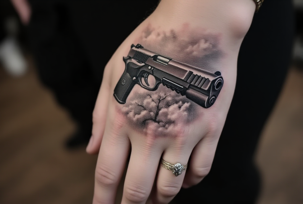 gun tattoo